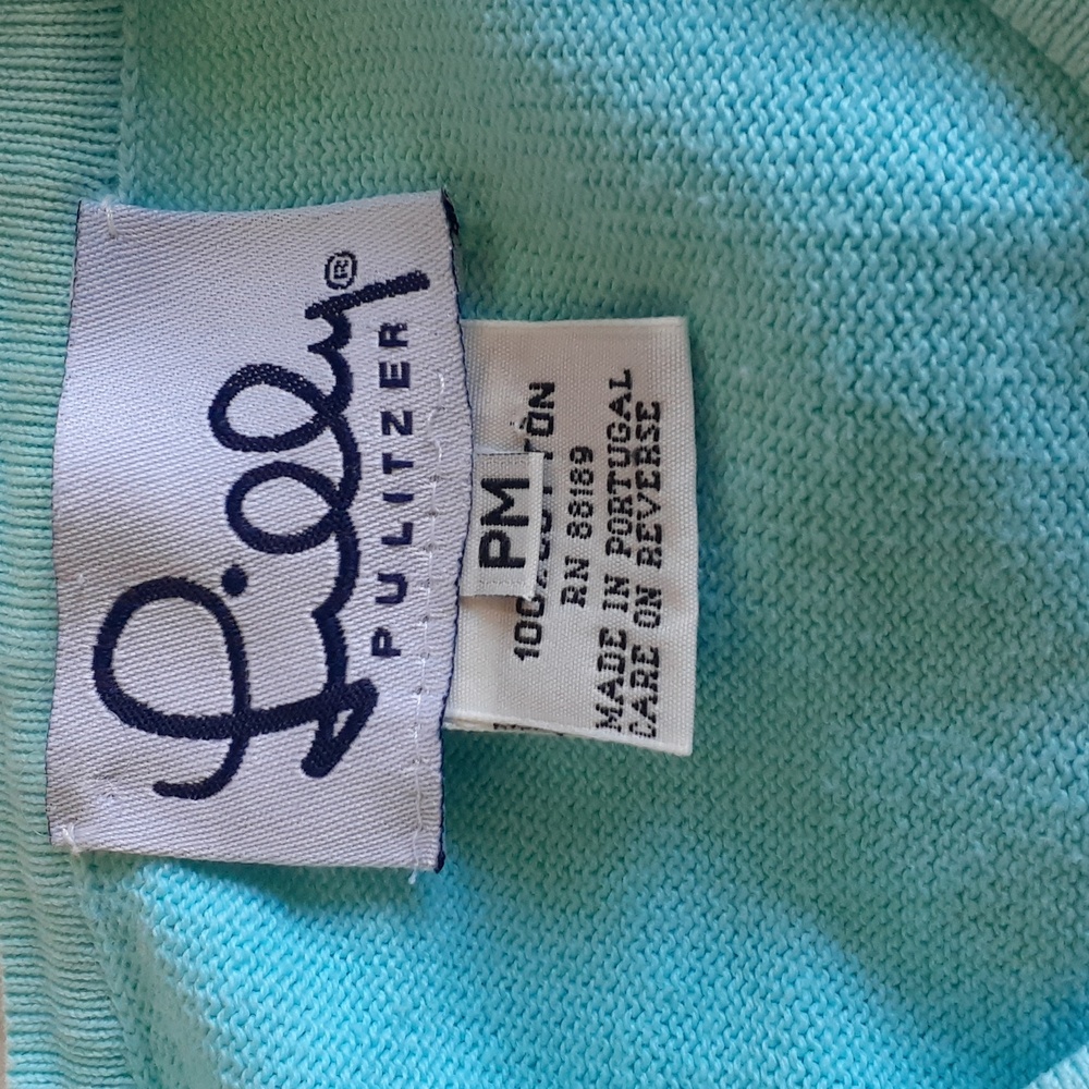 Lilly Pulitzer Aqua Cotton Cardigan Size Petite Medium - Picture 2 of 12